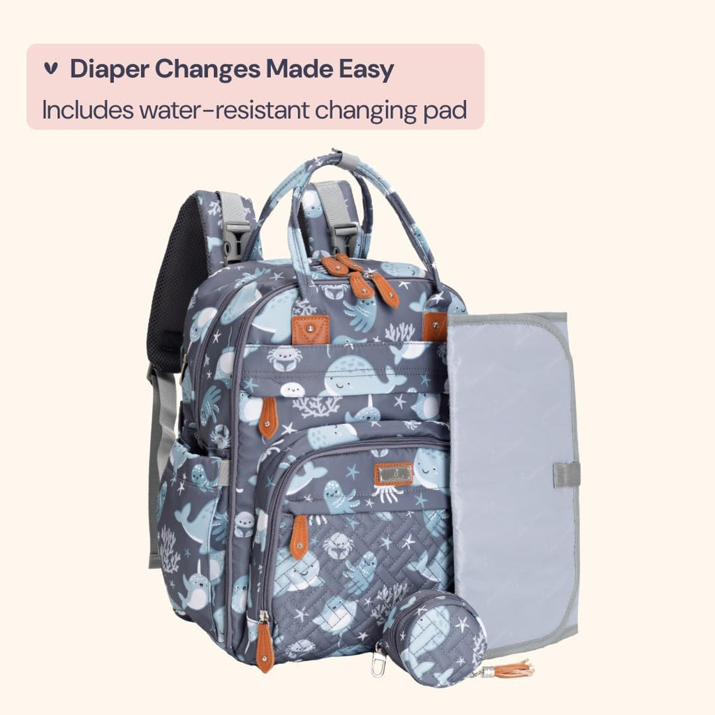 Diaper Bag Backpack - Baby Essentials Travel Tote - Multi Function Water Resistant Diaper Bag, Travel Essentials Baby
