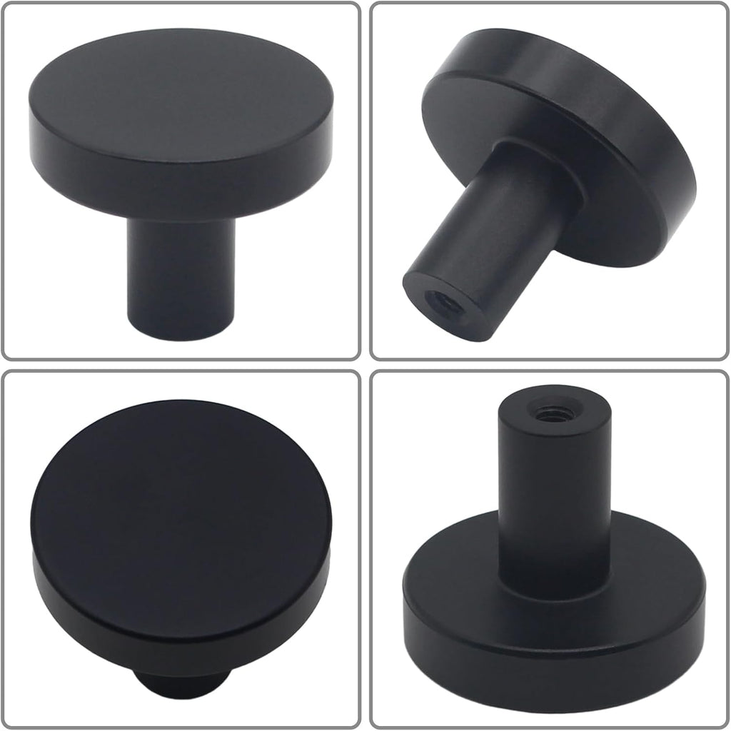 30 Pack Black Cabinet Knobs, Solid Dresser Knobs Kitchen Drawer Knob, Matte Black Single Hole Knob for Cabinets and