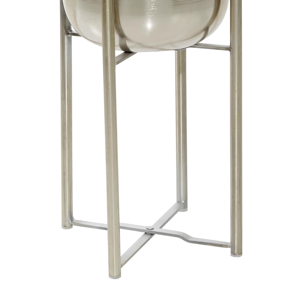 Metal Dome Planters, Set of 2, Silver