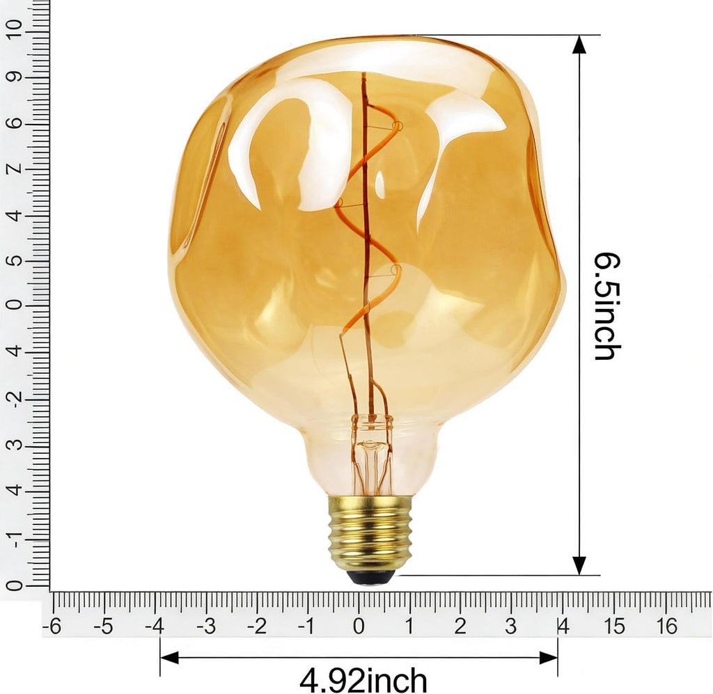 G40 LED Edison Bulb 4W 25W Equivalent, Dimmable E26, 110-130V 2000K Warm Amber, 200LM Vintage Industrial Decorative