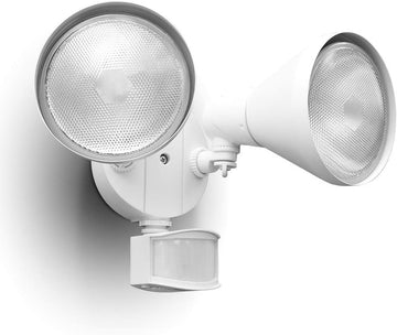 180-Degree 2-Head Motion-Activated Flood Light 300 Watt Halogen Motion Activated Integrated Dual-Head Floodlight