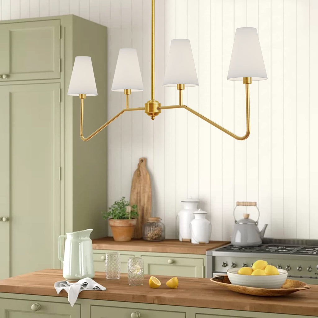 Linear Kitchen Island Light Fixture Gold and White Shade