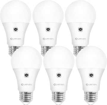 A19 Dusk to Dawn Sensor LED Light Bulbs Outdoor, Warm White 3000K, Energy Efficient 9W(60 Watt Equivalent), E26