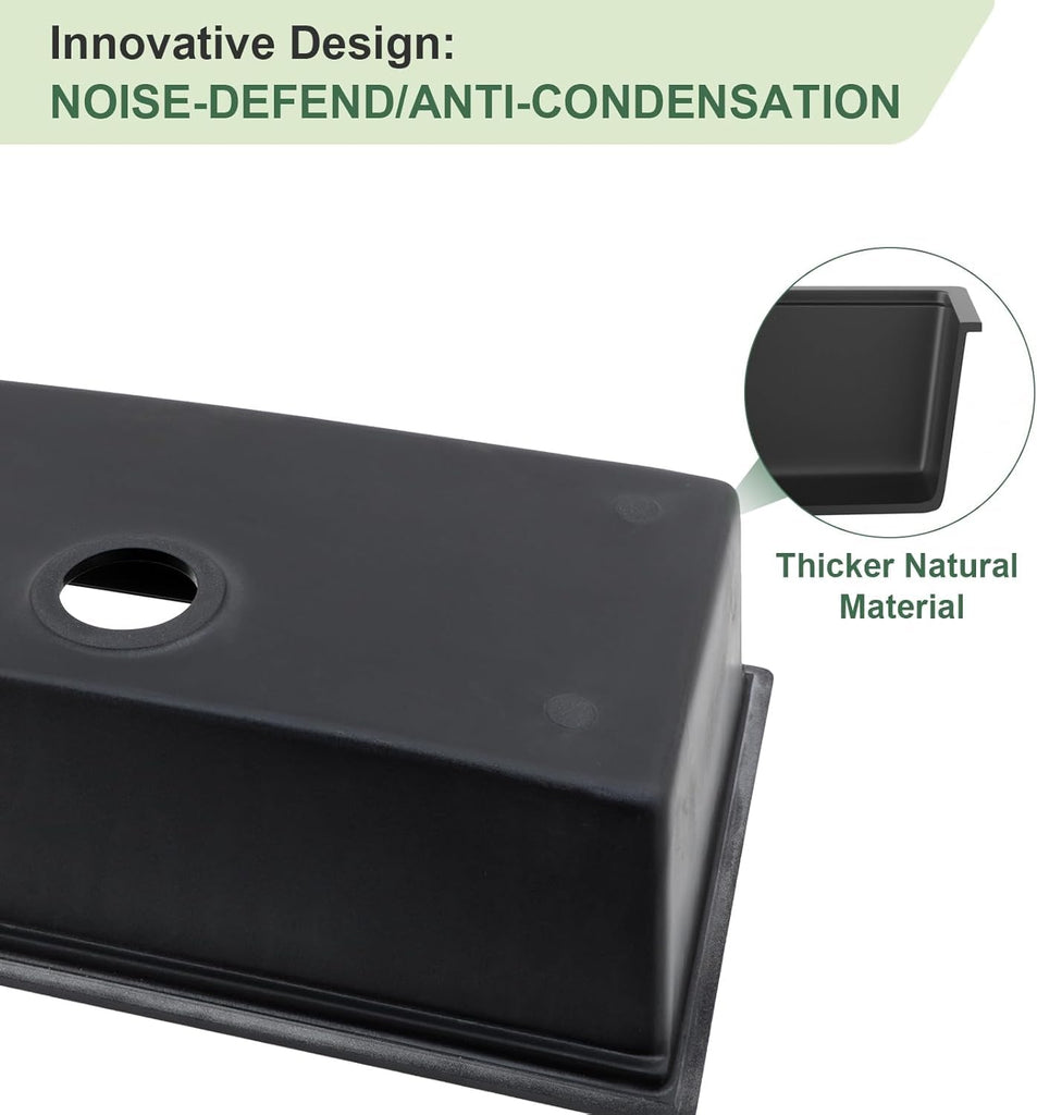 33 Inch Black Granite Composite Undermount Kitchen Sink Workstation - Matte Black Quartz Single Bowl Kitchen Sink