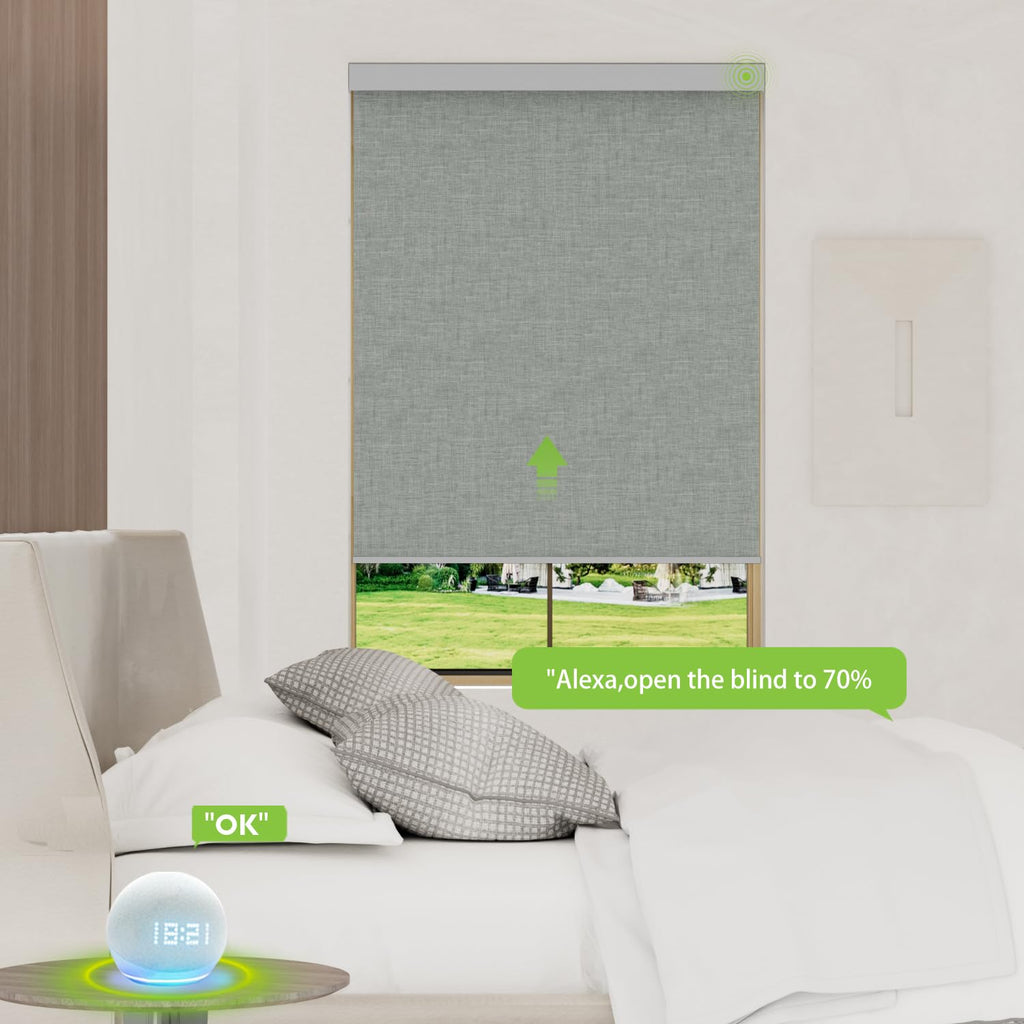 Motorized Blinds with Remote, 100% Blackout Smart Blinds Motorized Roller Shades Compatible with Alexa Automatic