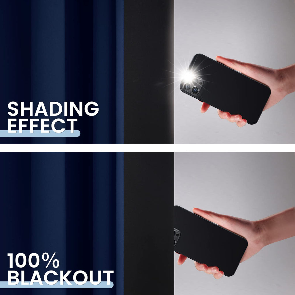 Navy Blue 100% Blackout Curtains Room Darkening Living Room 90