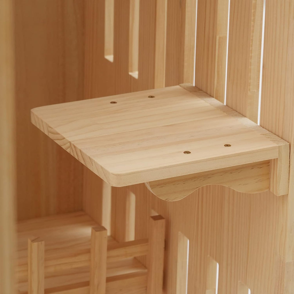 Wooden Cat House Large Space, Cat House Catio Outdoor Cat Enclosure Wooden Cage Large Cat Cage with Wheels, Clear