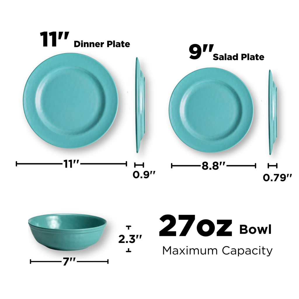 TP 18-Piece Dinnerware Set, Melamine Dishes Set with Bowls and Plates, Service for 6, Non-breakable Lightweight