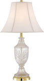 Traditional Glam Style Table Lamp 26.5" High Cut Glass Urn Brass Gold Metal Clear White Cream Bell G