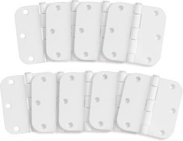 Plain Bearing Door Hinge 9-Pack, 3-1/2 x 3-1/2 in. 5/8 in. Radius, White, Steel, Removable Pin, 189829