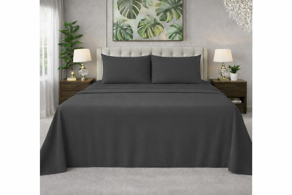 Percale Cotton Sheet Set Full Size, 4‐Piece, 100% Combed Cotton Sheets, Crisp & Cool, 16 in Deep‐Pocket Fitted Sheet