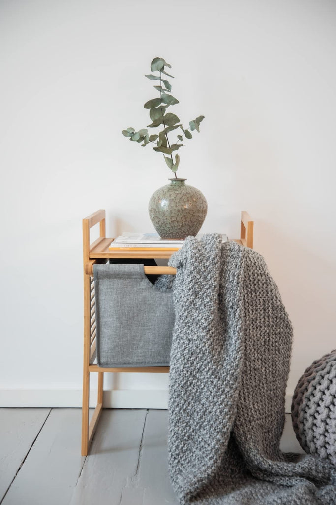 Bahari Side Drawer Modern Bedside Table, Bamboo Polyester, Natural, 40 x 56 x 40 cm