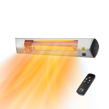 Wall Mouted Electric Outdoor Heater for Outdoor Patios or Decks, 3 Heat Levels, 1500W Instant Heating, 24h Timer
