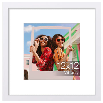 12x12 Picture Frame, Matted for 8x8 Photos, White