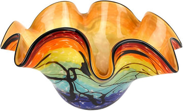 Allura Murano-Style Art Glass Centerpiece Bowl 15 Inch