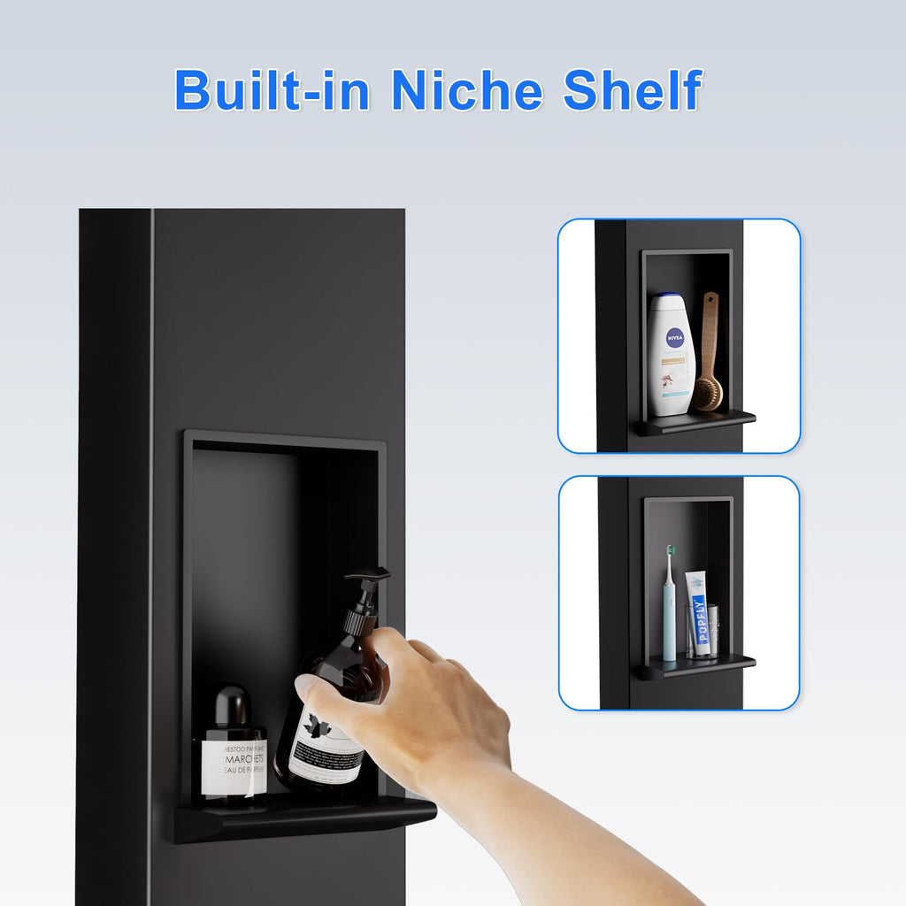 PF Shower Panel Tower Adjustable Shower Arm Height Rainfall Head System