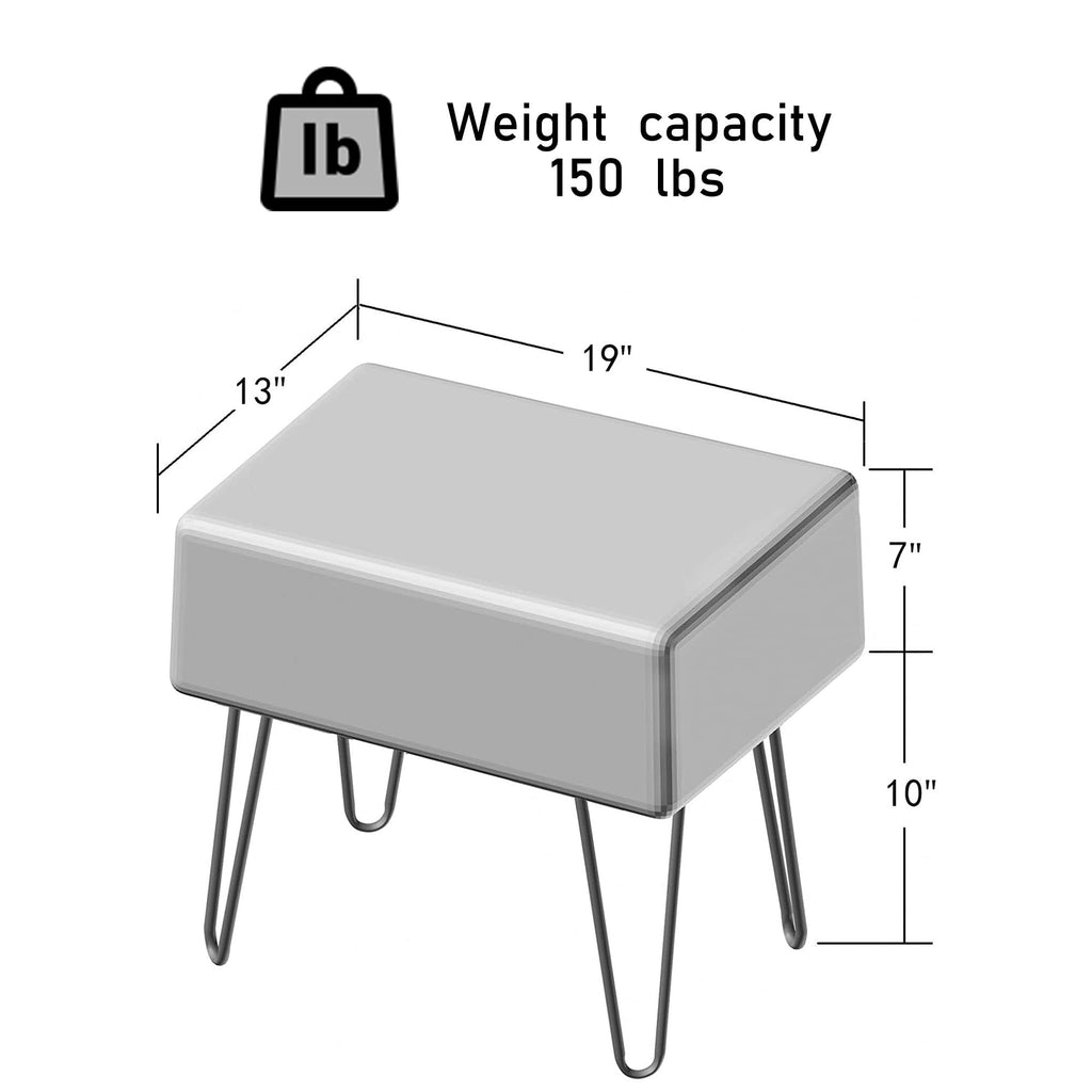 Steeple Gray Fuzzy Velvet Ottoman 19" x 13" x 17" H