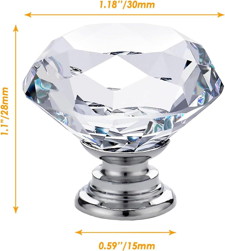 12pcs Diamond Shape Crystal Glass 30mm Drawer Knob Pull Handle Usd , Drawer