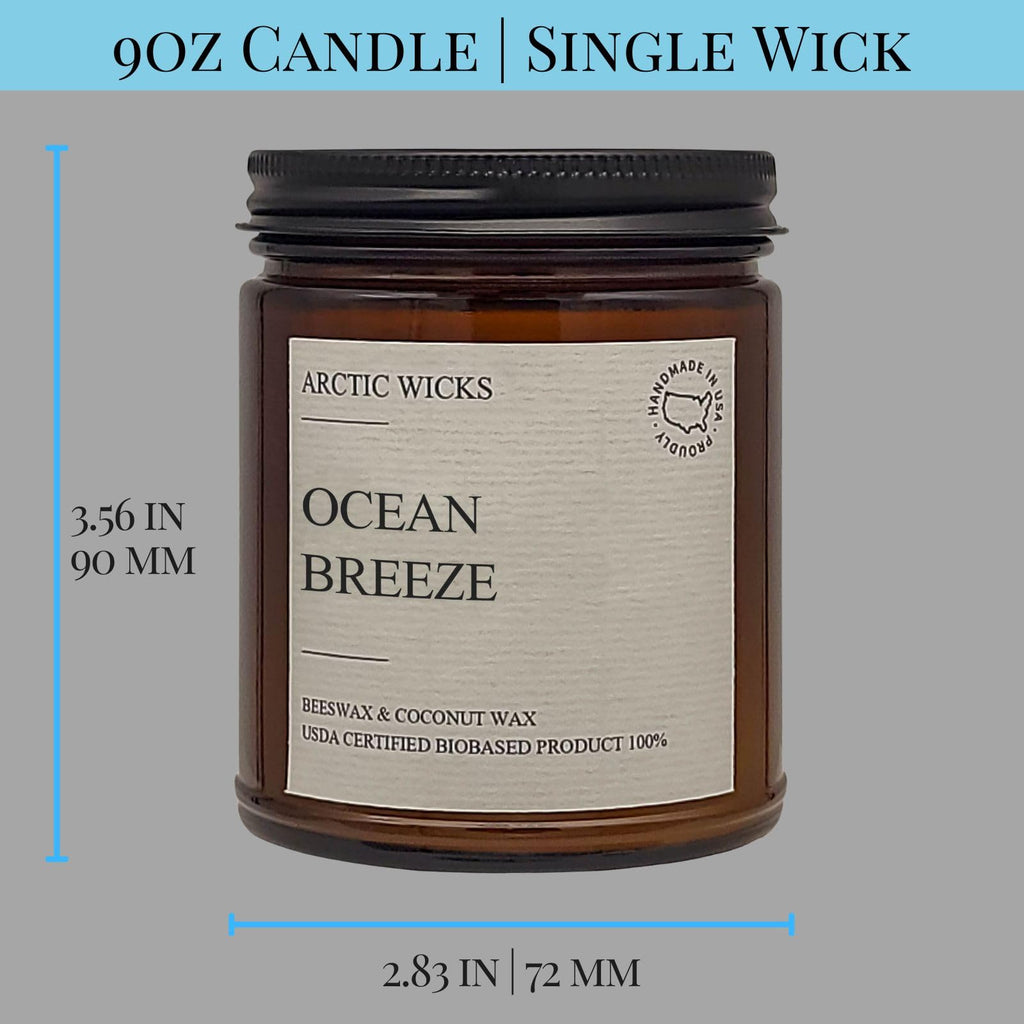 Scented Coconut Beeswax Candles | Coconut Beeswax Non Toxic Candle 9oz Amber | Farmhouse Candles Non-Toxic Clean Burn