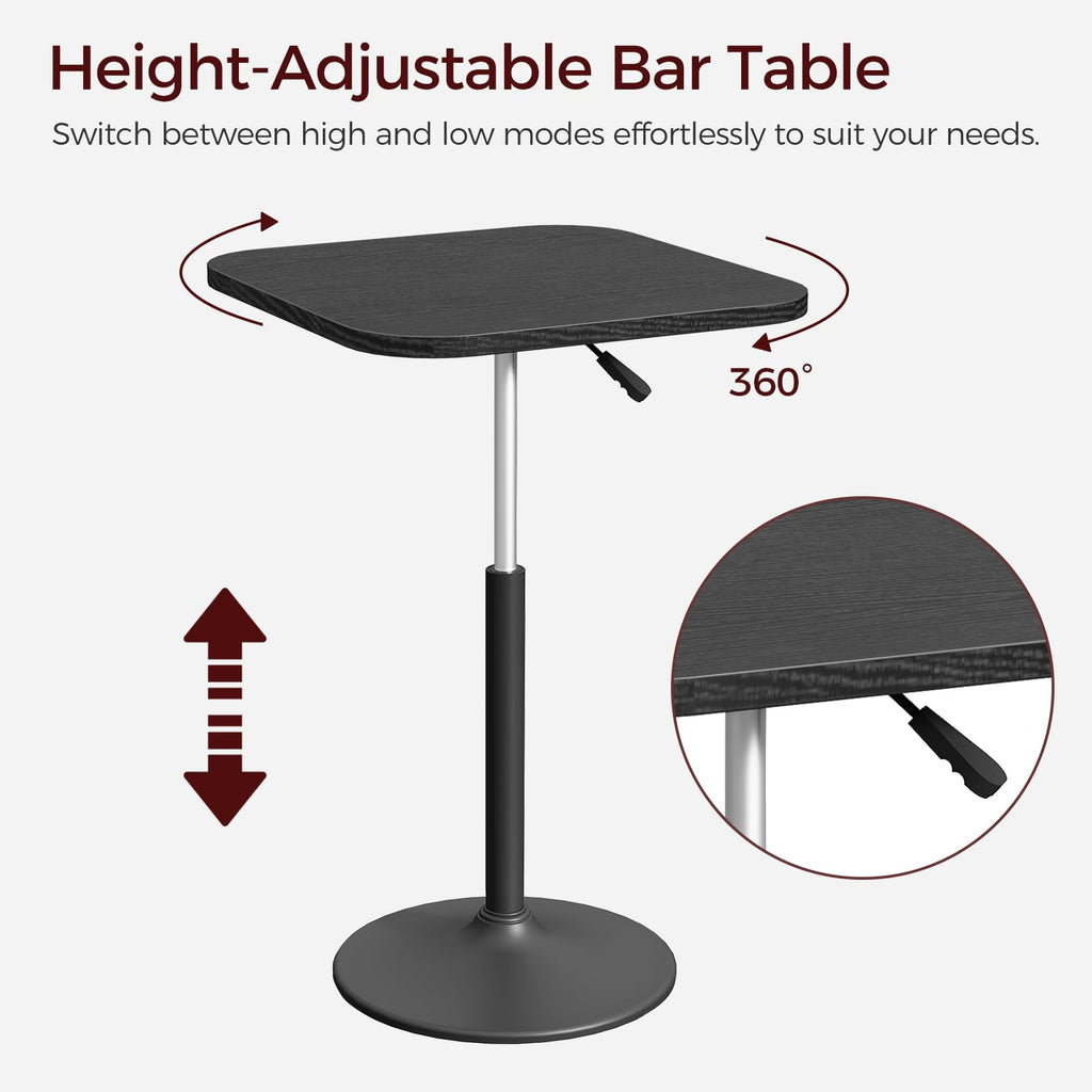 Bar Table, Height-Adjustable Pub Table 26.8-36.2 Inches, Cocktail Table with Base, Counter Height Tables for Small