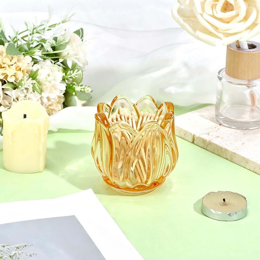 1pc Matches Holders Yellow Glass Bottle Jar for Lighting Candles Match Box Matchstick Holder Jar for Scented Candle