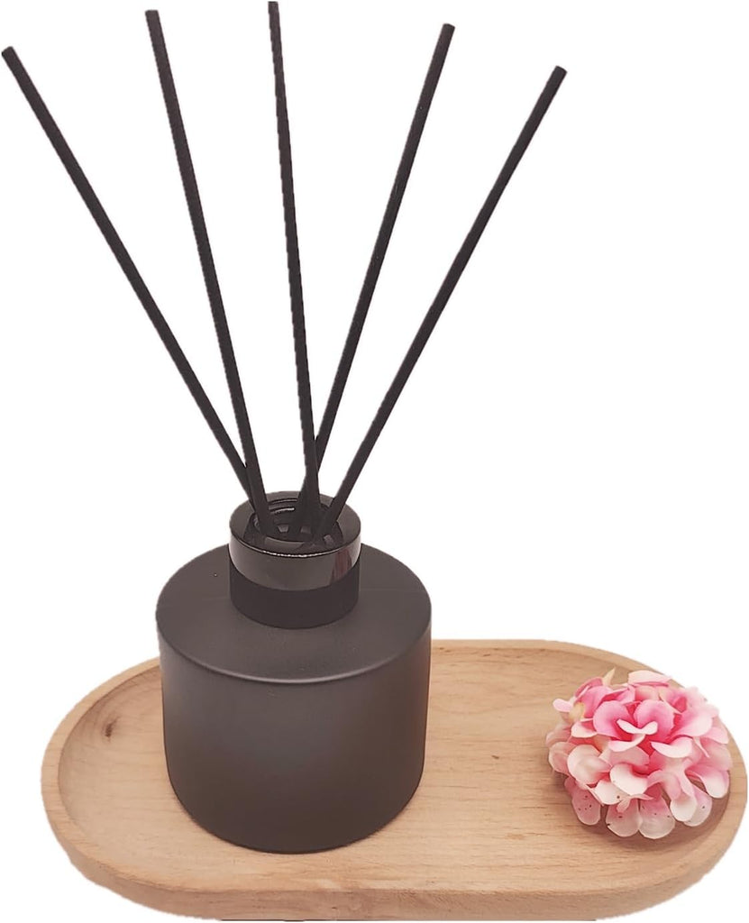 Reed Diffuser Bottle, Empty Matte Black Glass Jar with Black Sticks,Fragrance Replacement Container 100ml(4 - Set of 4