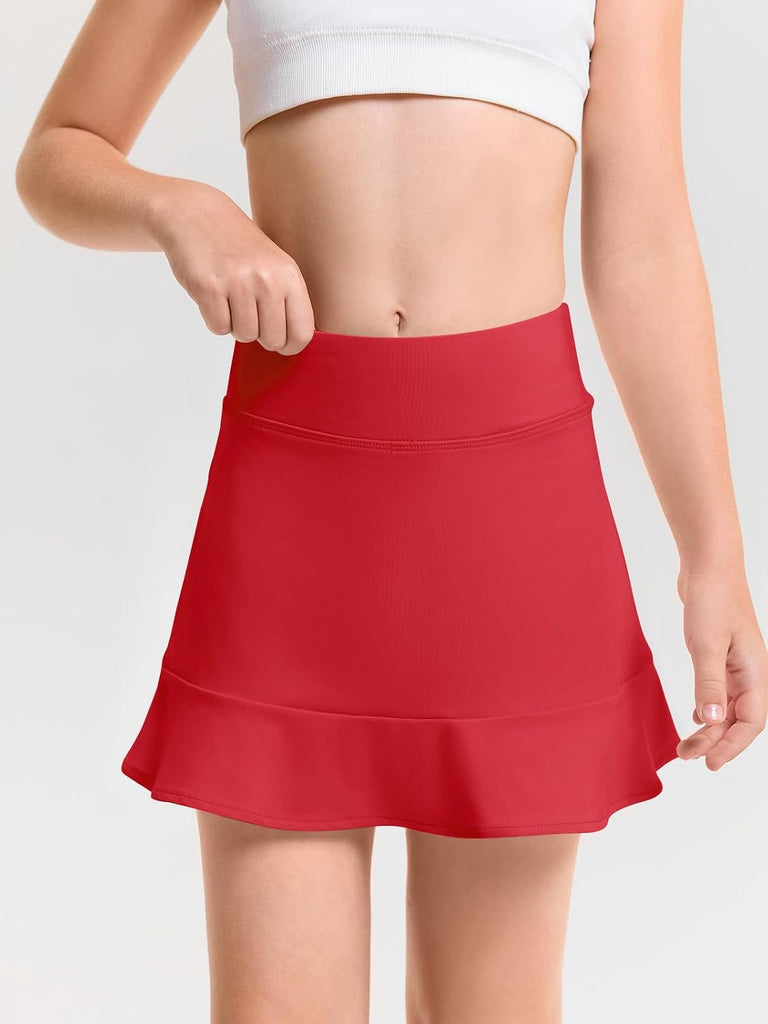 Girls A-line Tennis Skirts with Shorts Athletic Skorts