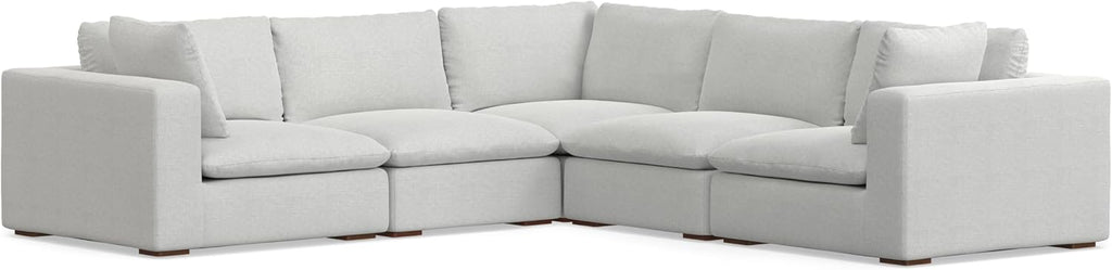 Jasmine Corner Sectional Modular Sofa in Performance Fabric, Cloud Grey, 125-inches Wide, Handcrafted