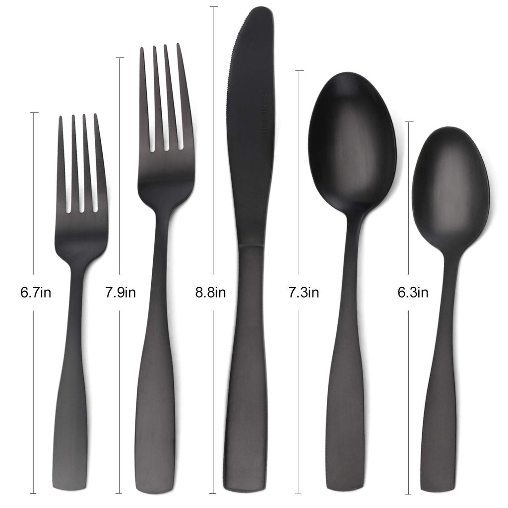 Matte Black Silverware Set, Satin Finish 20-Piece Stainless Steel Flatware set, Tableware Cutlery Set Service for 4