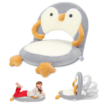 Floor Chair for Kids, Penguin Floor Seating with Back Support 5 Adjustable Position Ideal for Reading Gaming