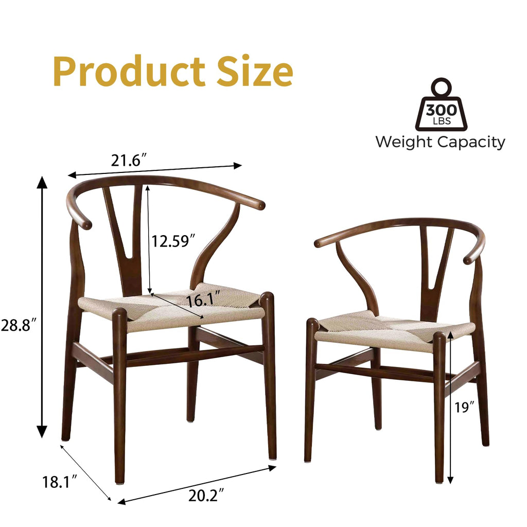 Y Wishbone Chair, Solid Ash Wood Dining Chair (Walnut)