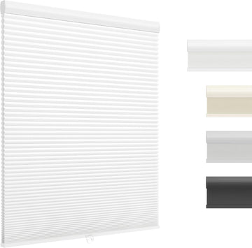 Light Filtering Cordless Cellular Shades, 27×48 in, White | Energy-Efficient Honeycomb Design, Insulation, UV Protection