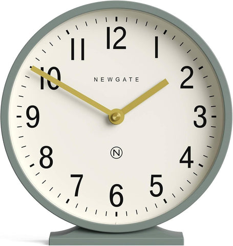 NEWGATE Q Mantel Clock | Modern Classic Round Mantel Clock | Asparagus Green | Contemporary Style for Mantel, Desk