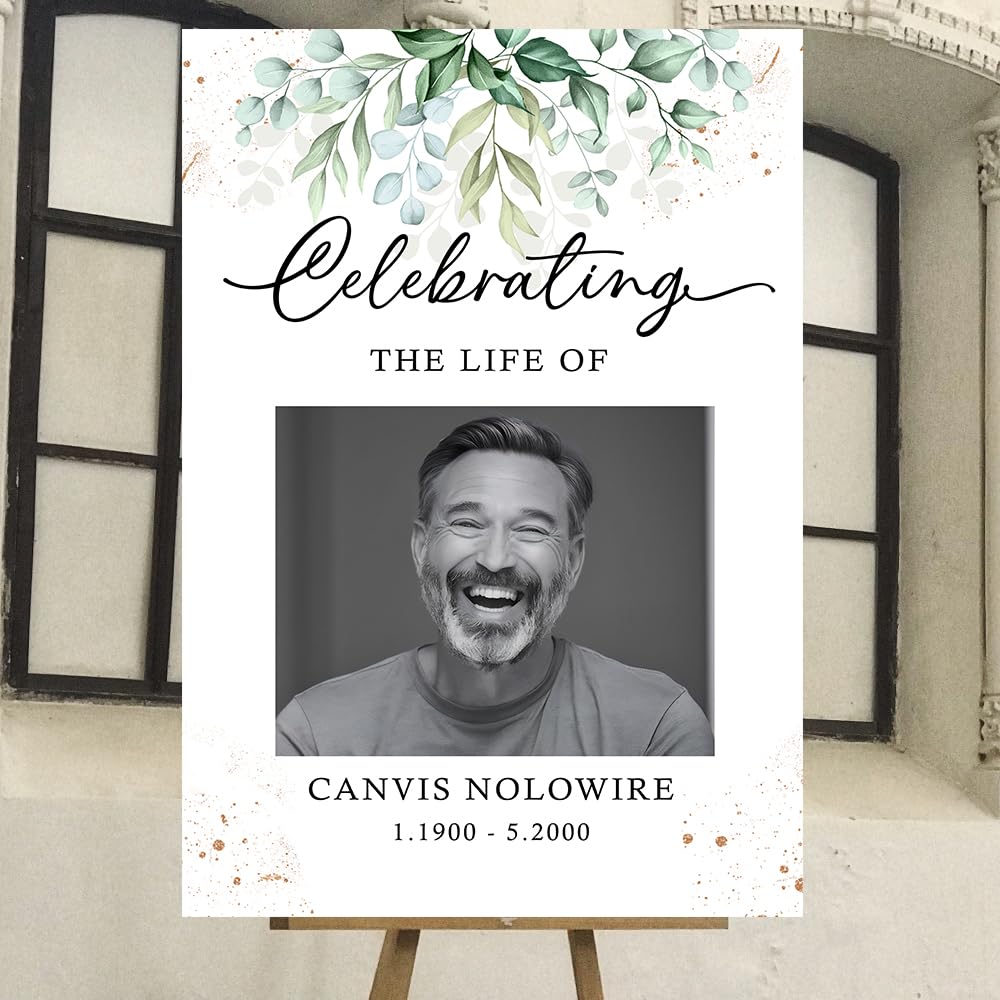 Greenery Leafs Funeral Welcome Signs, Celebration Of Life Yard Sign, Celebration of Life Decoration, Custom Memorial