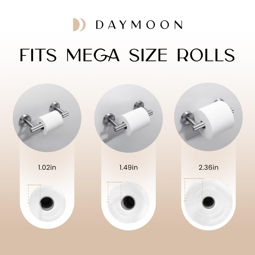 Day MoonTM Brushed Nickel Toilet Paper Holder Wall Mount, Modern Roll Holder