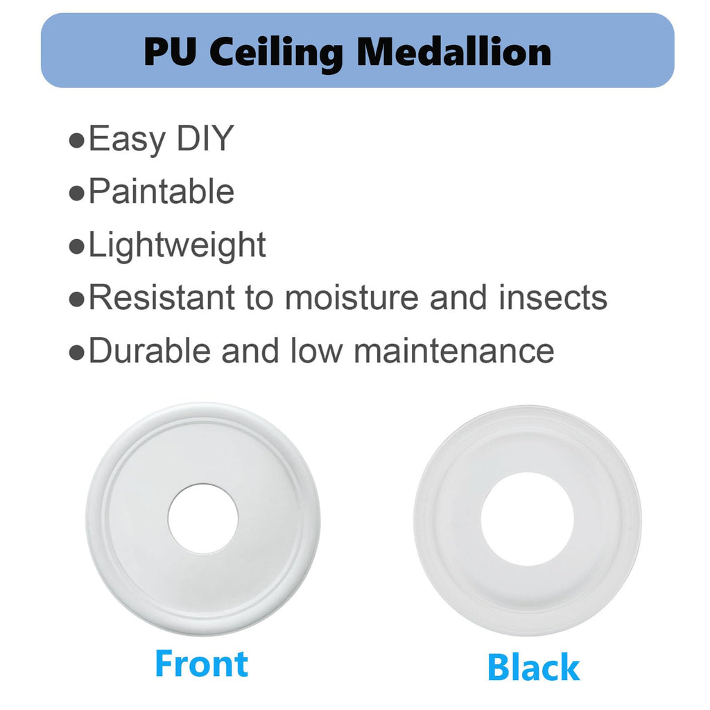 Ceiling Medallion, 2 Pieces Molded PU Light Cover Plate, Hole Cover for Light Fixtures and Ceiling Fans, White, 13"
