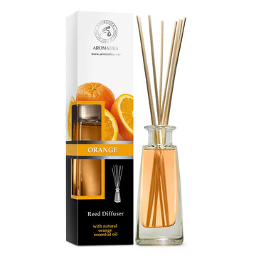 Orange Diffuser w/Orange Oil 3.4 Fl Oz - Fresh Room - Long Lasting Fragrance - Scented Reed Diffuser Orange