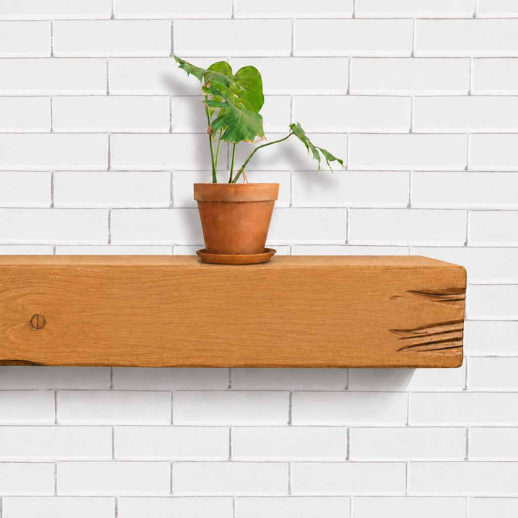 Fireplace Mantel, Distressed, Rustic, Floating Shelf, Modern, Real Wood. (72Lx6Hx8D, Brown)