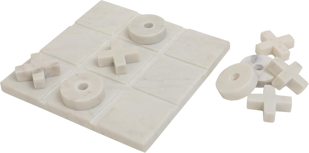 Marble Tic Tac Toe Game Board X and O Game Set for Birthday Gift to Students and Adults Table Top X/O Board Coffee