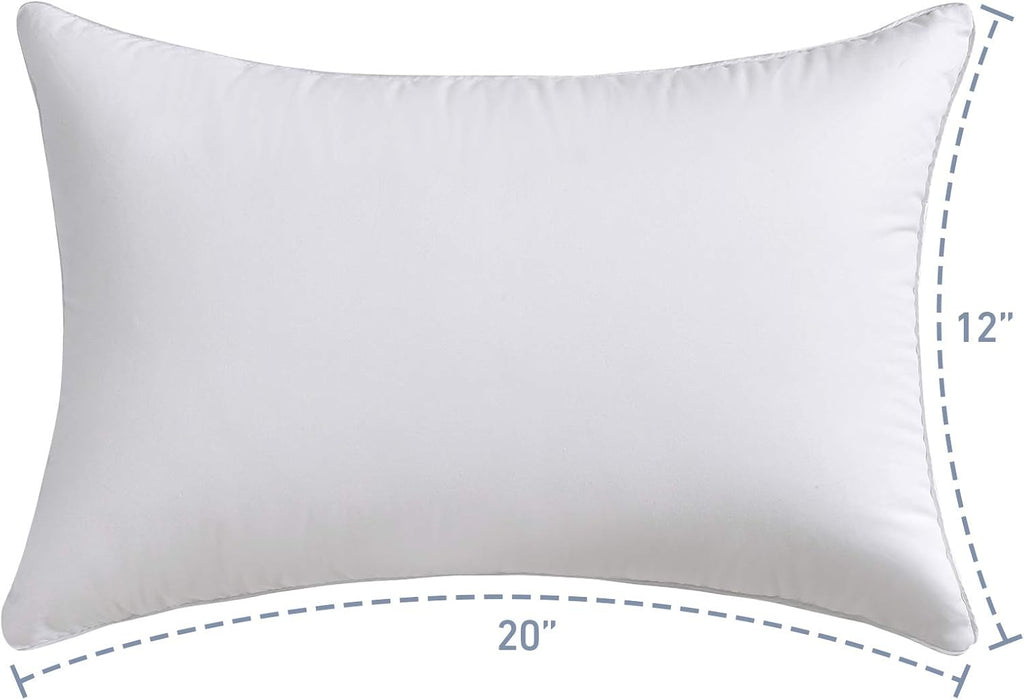 12x20 Lumbar Throw Pillow Inserts 2 Pack, 100% Cotton Breathable Cover Plump Rectangle Square Cushion Inserts White - Set of 2