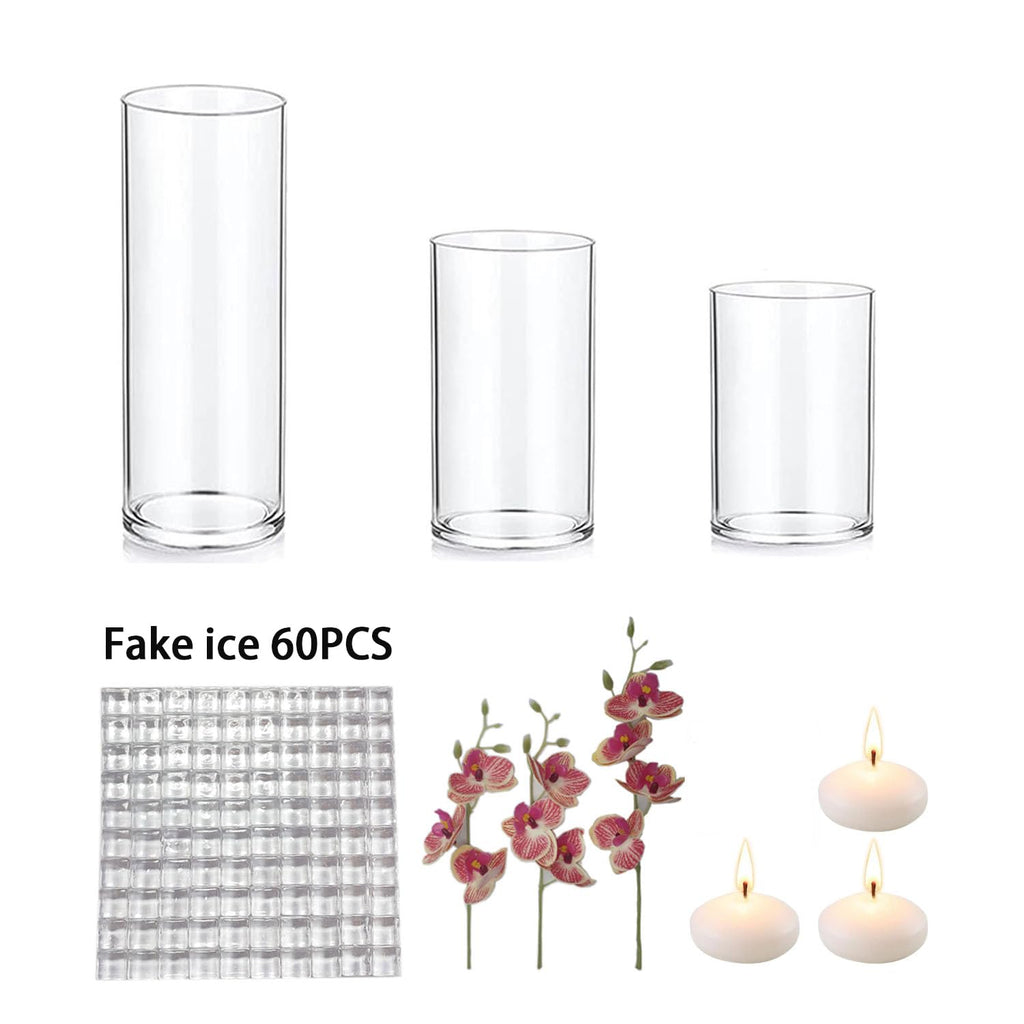 Artificial Orchid Floating Flower for Table Centerpieces Glass Cylinder Vase Fillers Floating Candles Fake Ice Cubes