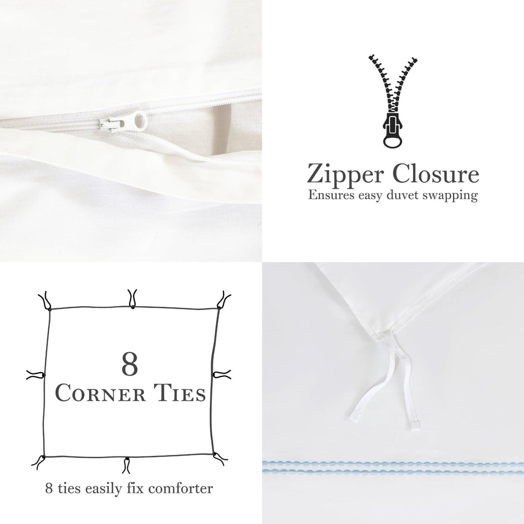 White Duvet Cover Bedding Set 100% Cotton Embroidered 3 Pieces