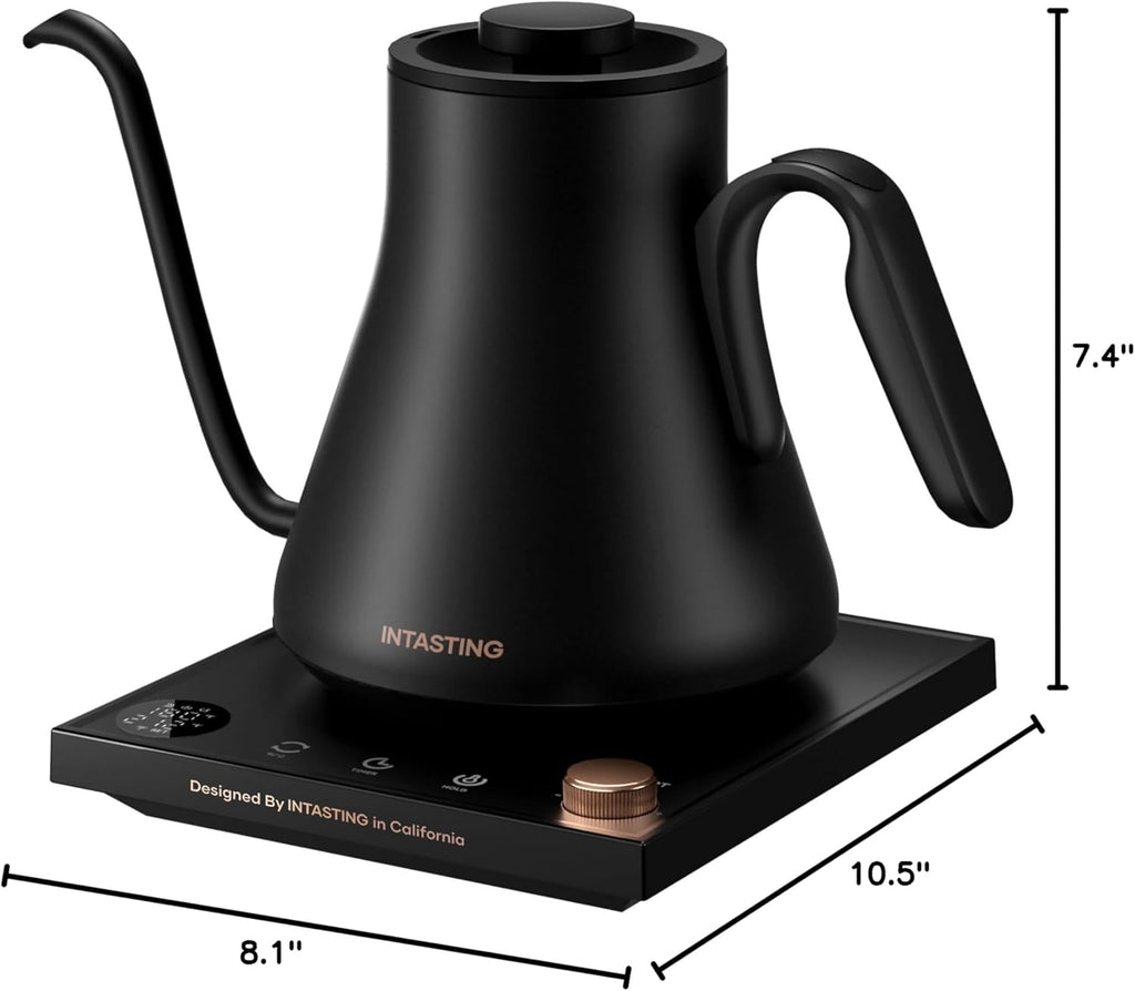 Gooseneck Electric Kettle with 1°F Temperature Control, 0.9 Liter | Fast Heating, Stainless Steel Interior, for Pour