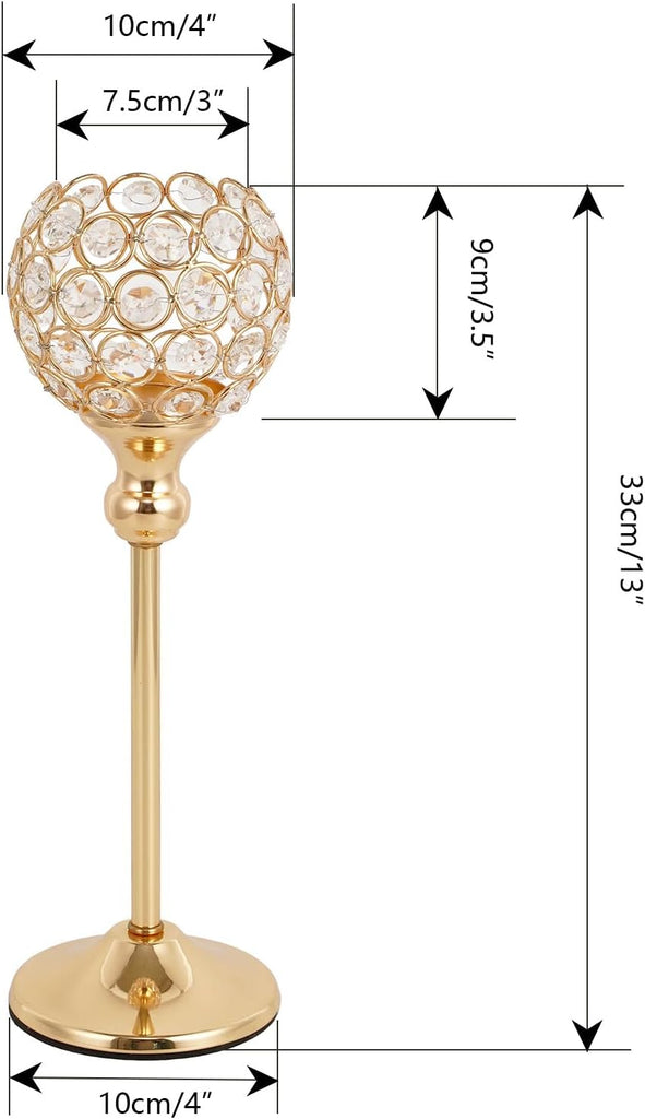 Gold Crystal Candle Holders Set of 16 for Wedding Centerpieces,Votive Crystal Candle Holders Fireplace Coffee Table