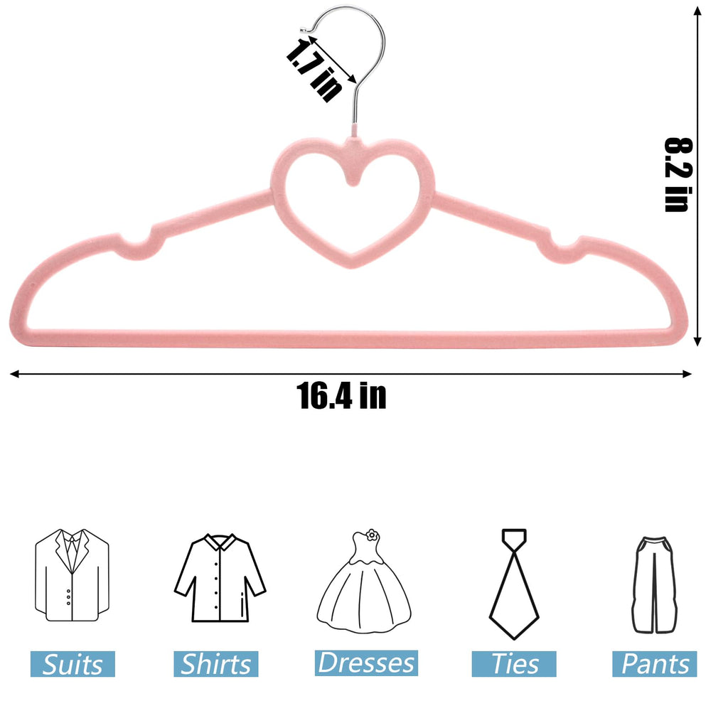 50 Pack Pink Velvet Hangers, Non-Slip Clothes Hangers with 360 Degree Rotating Hook Thin Felt Adult Hanger for Coat