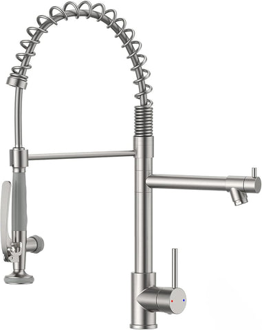 Commercial Pull Down Kitchen Sink Faucet with Sprayer Brushed Nickel