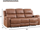 Faux Leather Manual Reclining Sofa,3 Seat Recliner Couch Sofa with Overstuffed Arms and Back,Manual Recliner