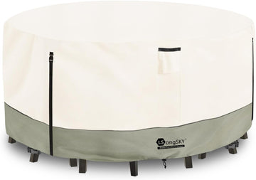 Round Patio Furniture Covers,600D Heavy Duty Waterproof Outdoor Furniture Cover for Round Dining Table with Rocking