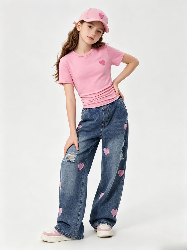 Outfits 2 PCS Short Sleeve Top Jeans Pants Clothes