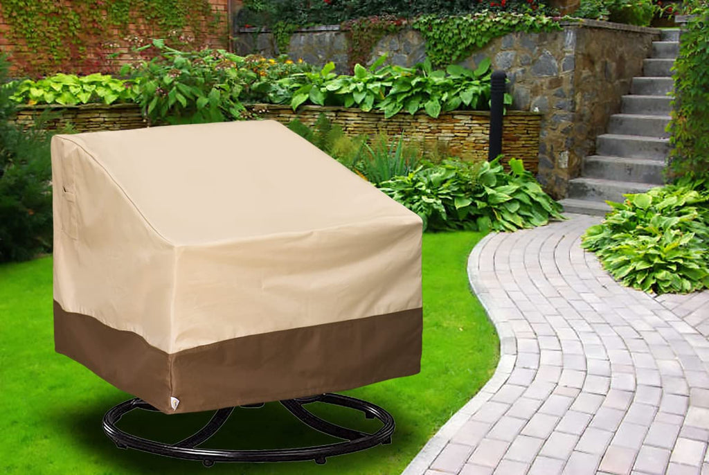 For Outdoor Lawn Furniture Waterproof - 600D Heavy Duty and Waterproof Patio Swivel Chair Covers - W32''x D34''x